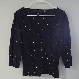 Michelle Nicole Polka Dot Cardigan: Black/White